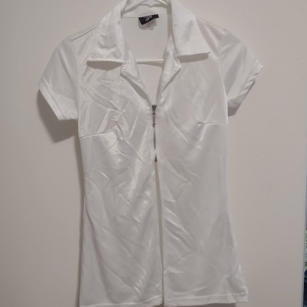 Small - White Zipper Night Out Top